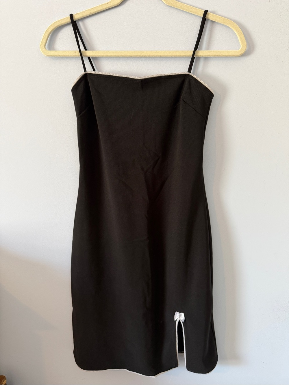 Joules Black Mini Slip Dress with Bow Accent